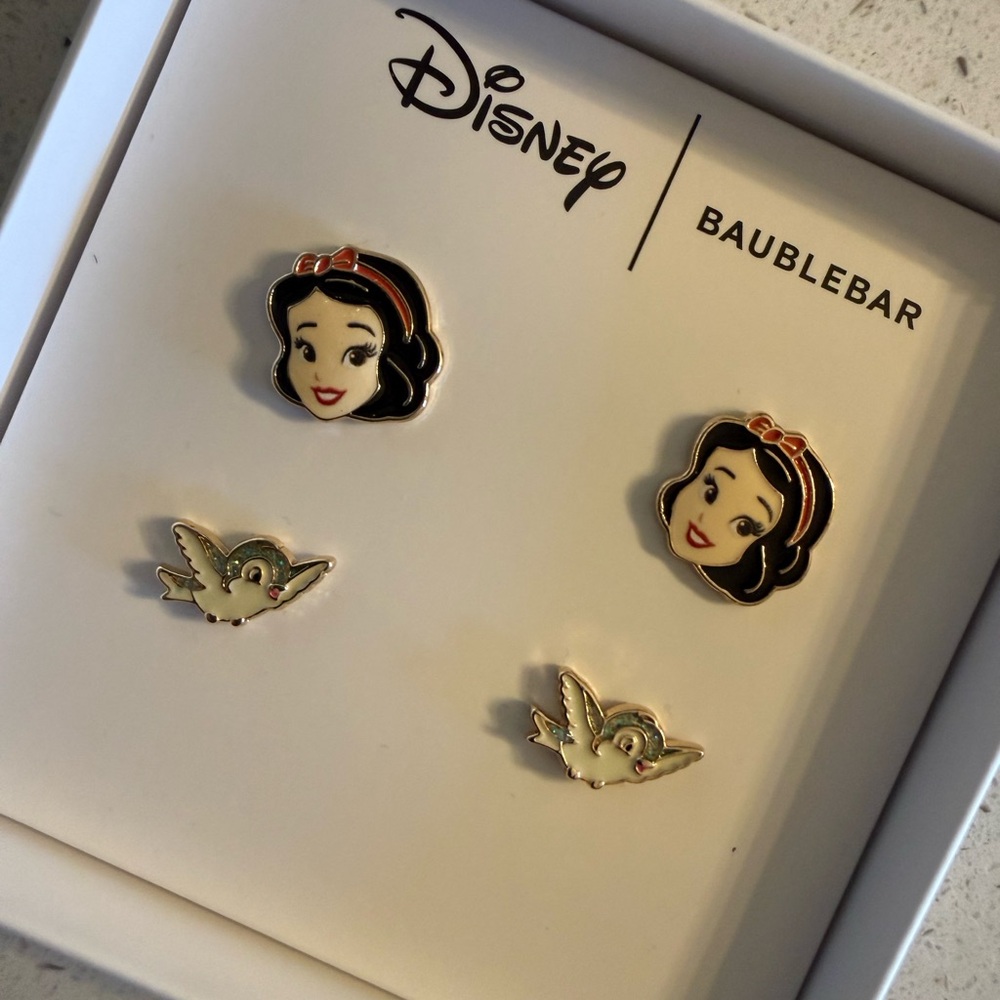 BaubleBar Disney Snow White Earrings Set - Black, White, Gold